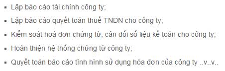 Lập các báo cáo thuế, quyết toán thuế, BCTC theo tiến độ quy định