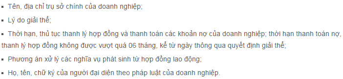 Nội dung giải thể doanh nghiệp