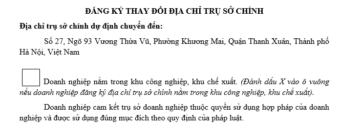 Tư vấn mẫu hồ sơ thay đổi đăng ký kinh doanh mới nhất