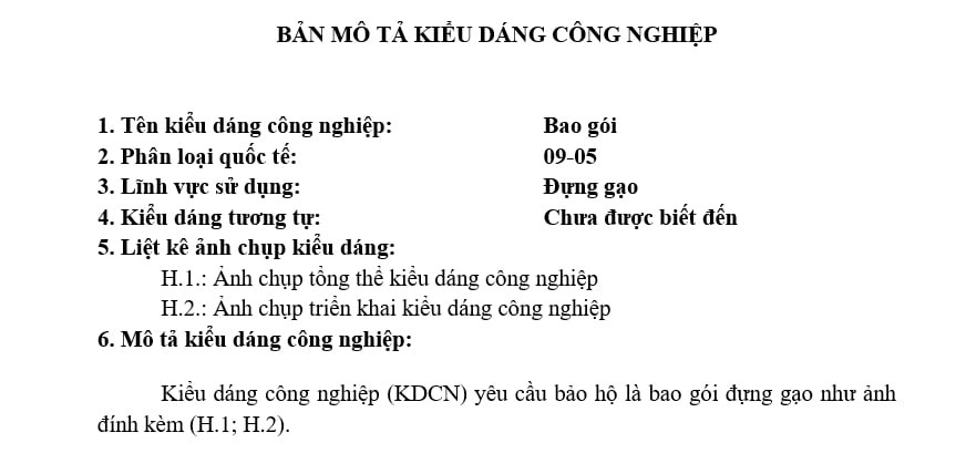 Yeu Cau Doi Voi Ban Mo Ta Kieu Dang Cong Nghiep